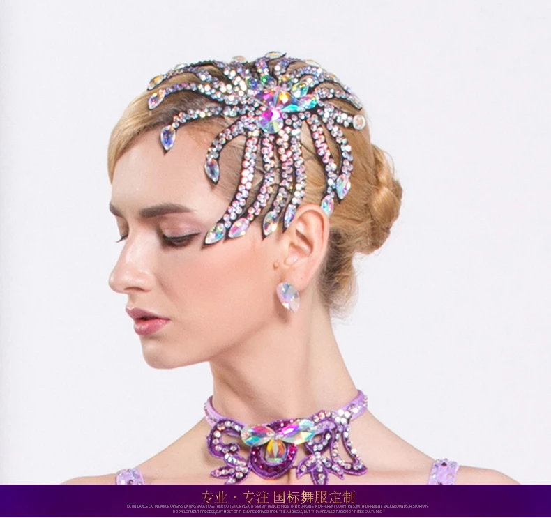 Girls New Diamond Dance Necklace Lady Dance Headwear Female Modern Headdress National Flower Headwear Accessories B-6588