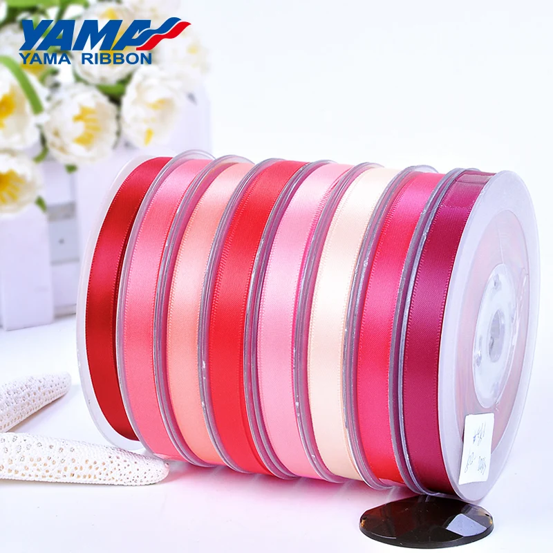 YAMA 50 57 63 75 89 100 mm 100yards/lot Single Face Satin Ribbon Pink Red Rose Party Wedding Decoration Handmade Rose Flowers