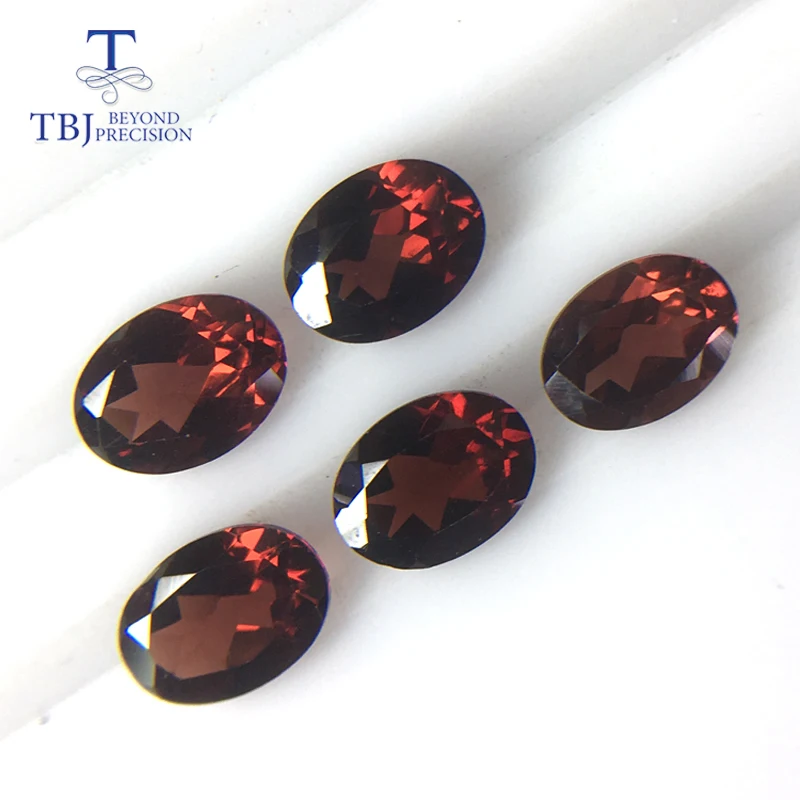 Tbj, pedra preciosa solta de granada de mozambique natural oval 6*8mm ard 7.2ct 5 peças em um lote para montagem de joias de prata esterlina 925