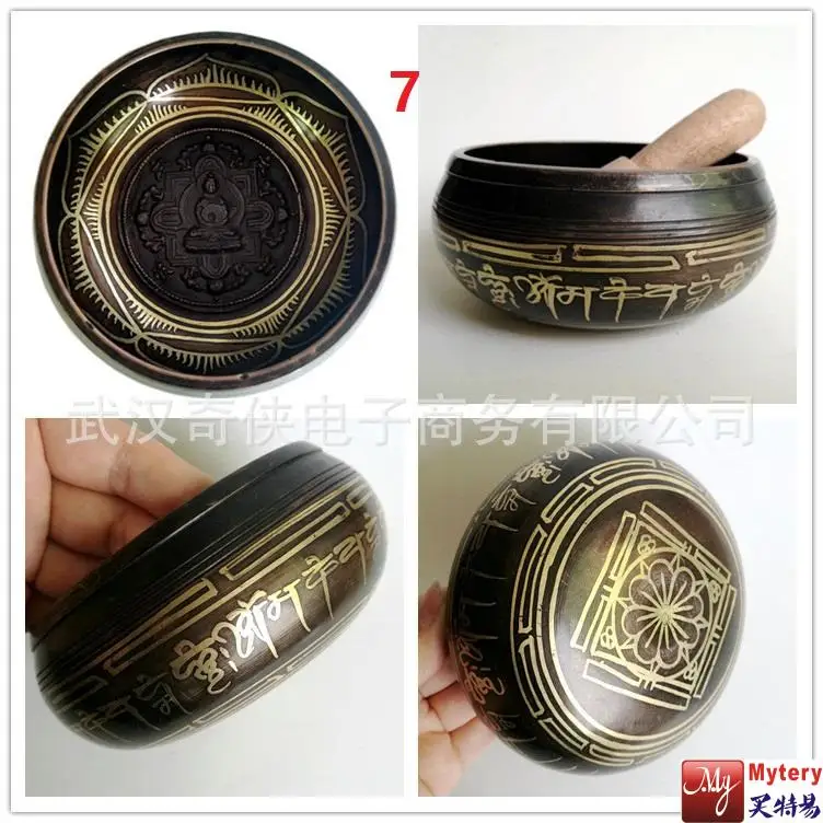 Tibetan Nepal singing  bowl good quality  thick and heavy  yoga practice music bowl  Buddha six words mantra bowl Free shipping