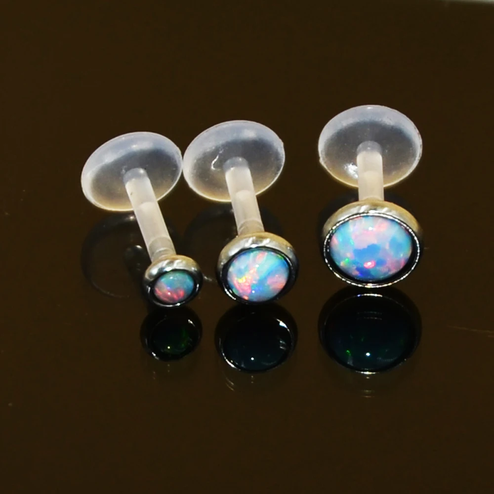 1Pcs Opal Stone Bio Flexible Monroe Labret Lip Ring Push Fit Opal Earring Cartilage Body Piercing Jewelry