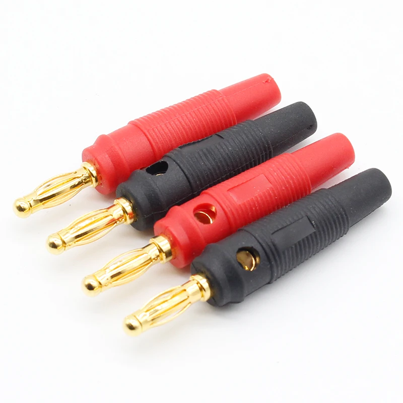 4pcs New 4mm Plugs pure copper Gold Plated Musical Speaker Cable Wire Pin Banana Plug Connectors