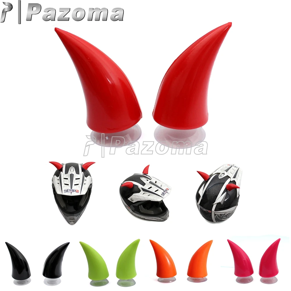 1 Pair Motorcycle Helmet Devil's Horn w/ Sucker Motocross Full Face Off Road Helmet Decoration Suction Cups Headwear Accessories