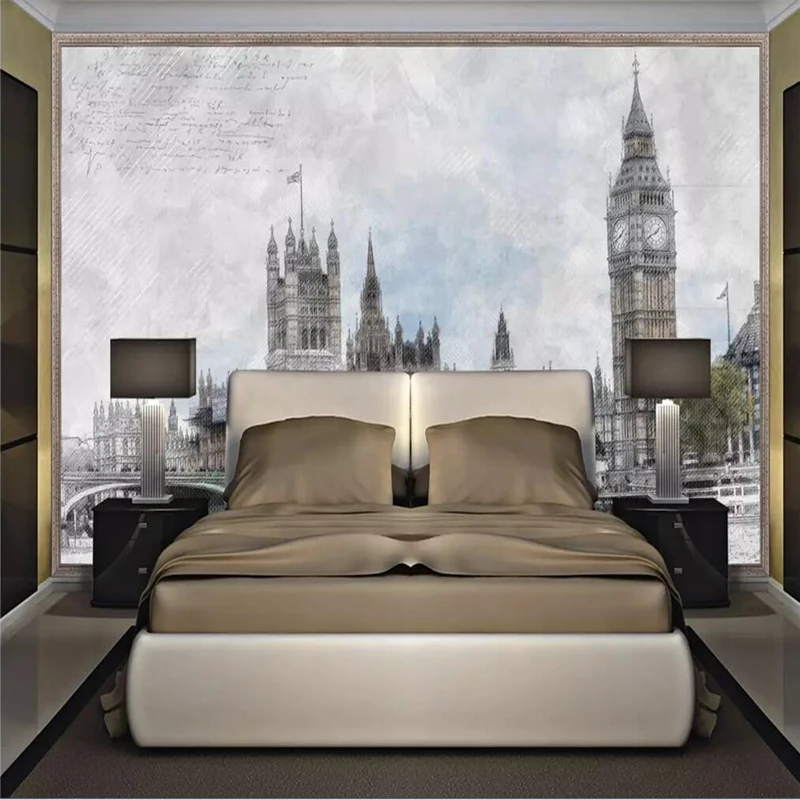 

Decorative wallpaper Hand-painted London tower bridge background wall