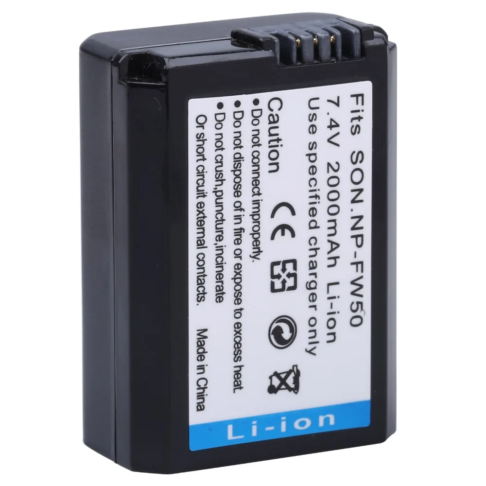 2 Chiếc 2000MAh NP-FW50 NPFW50 NP FW50 Pin Kỹ Thuật Số + Màn Hình LCD USB Sạc Đôi Cho Sony NEX-3 NEX-5C Alpha a55 NEX-C3 A7 A6500 A6300