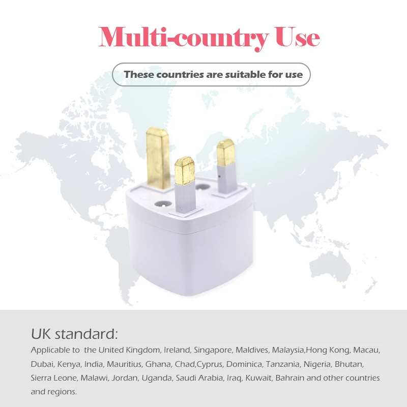 1PC UK Plug Connector Universal US EU AU Converter to UK AC Travel Wall Power plug Charger Adapter in Ireland Singapore Malaysia