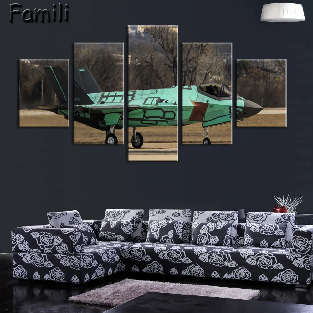 5Pieces/set  Aerial Fighter Air Landscape Poster Pictures For Modern Home Decor Wall Art Print Canvas Painting Living Room Artwo