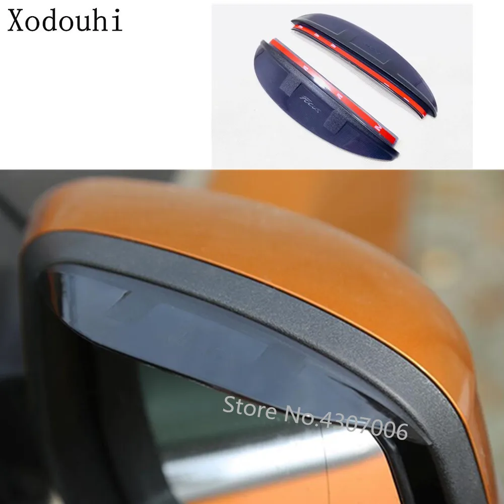 Car Stick Rear Rearview Side Glass Mirror Trim Frame Rain Shield Sun Visor Shade Eyebrow 2pcs For Ford Focus 2018 2019 2020 2021