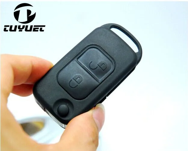 New Uncut Blade 2 Buttons Folding Flip Remote Key Shell for Mercedes-Benz Car Key Blanks Case 2/4 Track