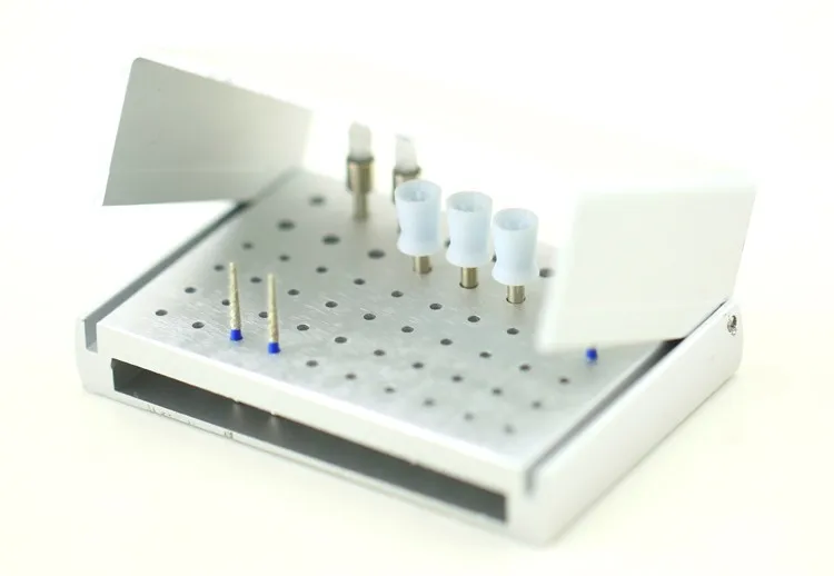 New 1Pc 58 holes Autoclavable High Speed Low speed Dental Burs Holder Dental Bur Receiver box Aluminum base