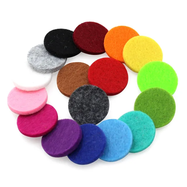 10 sztuk/partia kolorowe 15mm/20mm/23mm/27mm aromaterapia filcowe podkładki dla 34mm olejek dyfuzor perfum medalion wisiorek biżuteria
