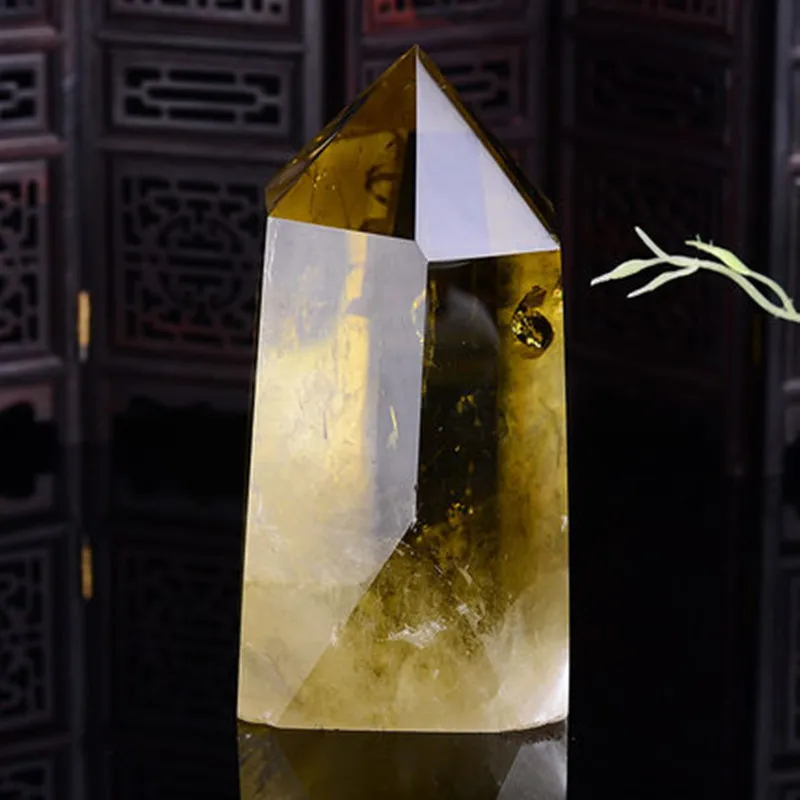 200-350g Large Nature smoky citrine yellow quartz gemstone crystal point reiki heal