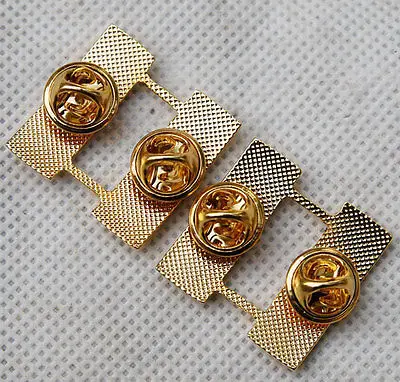 WW2 Pair U.S. US Army Officer's Captain Rank Insignia Badges Gold -US030