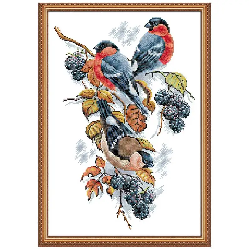 Red Bellies Magpies Patterns Counted Cross Stitch Set DIY 11CT 14CT 16CT Stamped DMC Cross-stitch Kit Embroidery Needlework