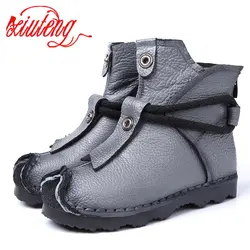 Xiuteng New Genuine Leather High Quality Ankle Boots Fashion Women's Boots New Short Boot Winter Purple Gray Flats Boots Women