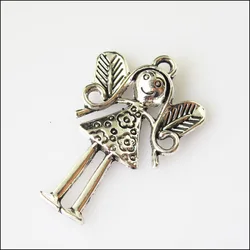 10Pcs Antiqued Silver Color Angel Wings Charms Pendants 24x36.5mm