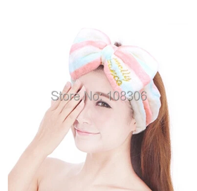 Ladies Wash hair band Tenfolds Hair Bands Cosmetic hair bands beam towel wigs big bow Bathroom Hair Band