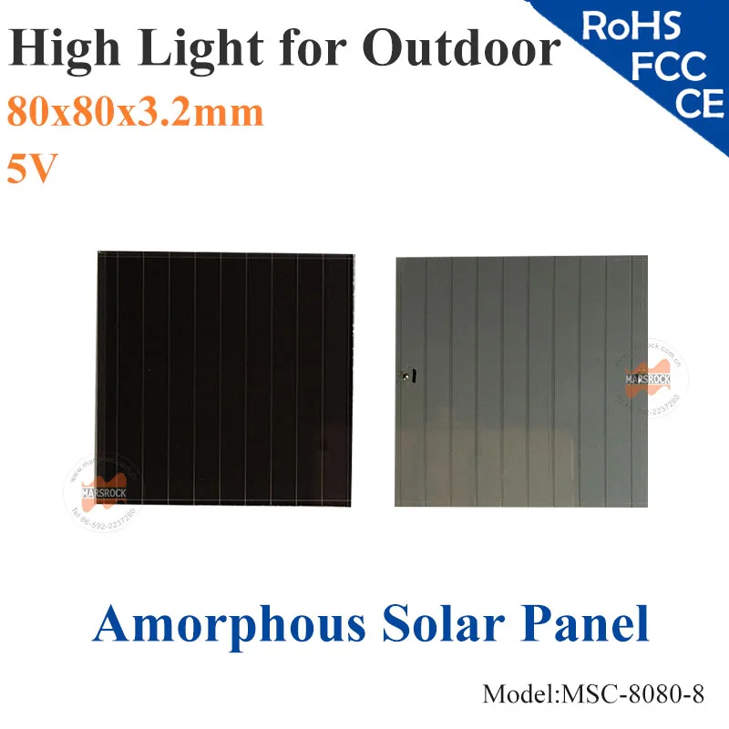 80x80x3.2mm 5V high light Thin Film Amorphous Silicon Solar Cells for outdoor Products, caps,kettles,