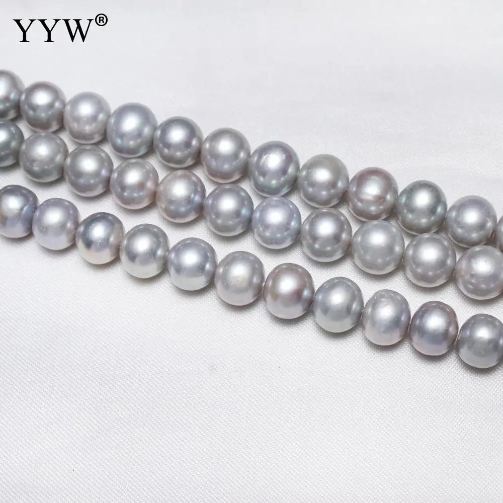 High Quality AAA Cultured Potato Freshwater Pearl Beads For DIY Necklace Bracelets Jewelry Making Grey 10-11mm Natural Pearls