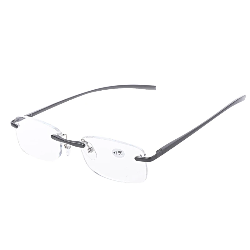 Aluminum Alloy Rimless Reading Glasses Presbyopic Eyeglass Resin Lens +1.0 to +3.5