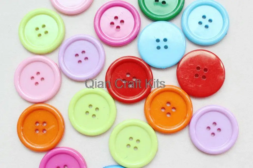 400pcs 4 holes big plastic buttons mixed colors sale bulk 25mm