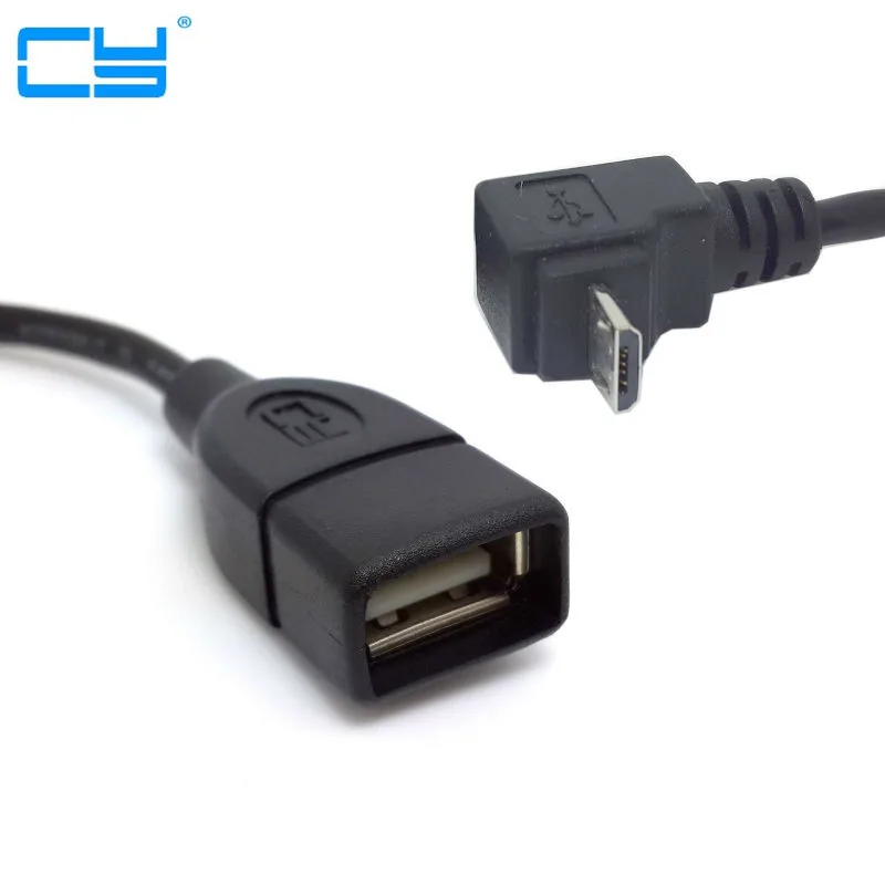 Down Angled 90 degree Micro USB male Host OTG Cable for Samsung zte huawei lenovo meizu xiaomi 25cm