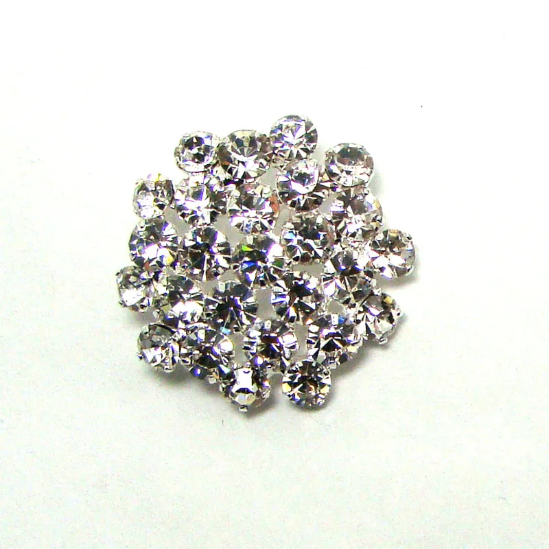 25mm Crystals Flower Shank Button Fashion Costume Gift Ornament Accessories Unique Design New Silver