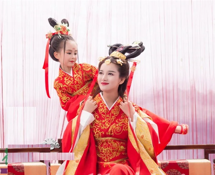 

Tian Xian Zi Red Beauty Mother-Daughter Costume Sets Hanfu Thematic Photography Hanfu Little Girl and Mum Parent-Child Hanfu Set