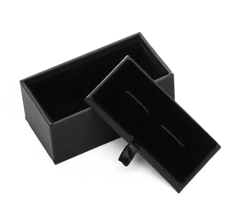 Black Paperboard Cufflinks Tie Clips Boxes High Quality Matte Paper Men's Jewelry Boxes Cuff links Box wholesale 300 pcs SN656