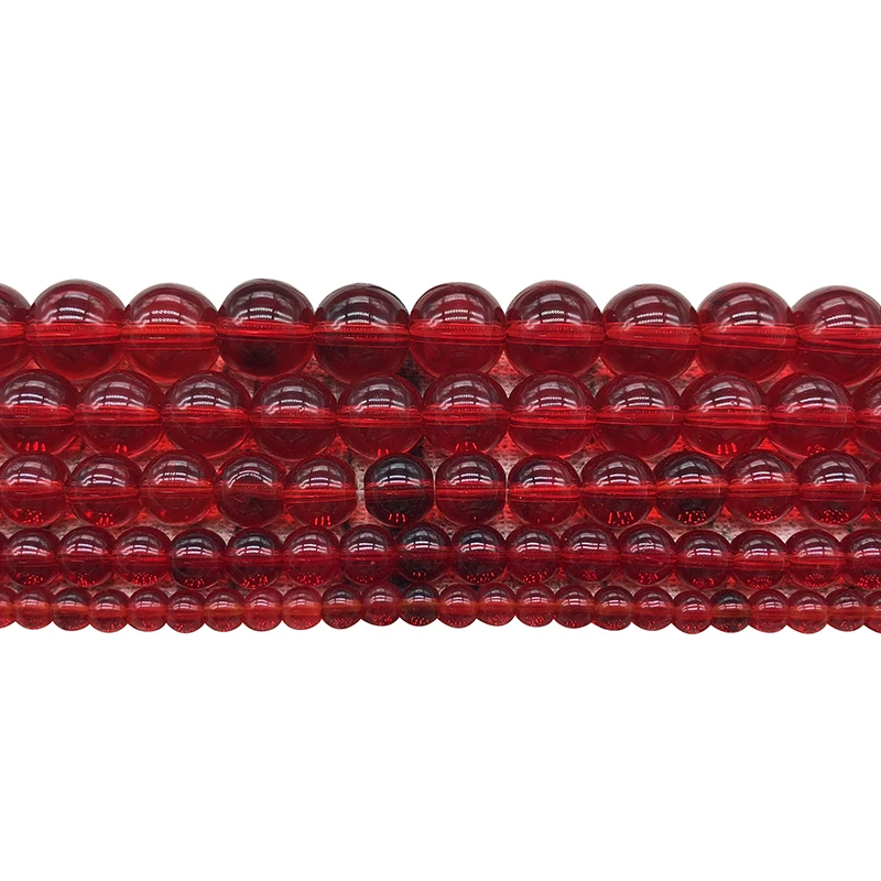 Smooth Red Glass Loose Beads 15\