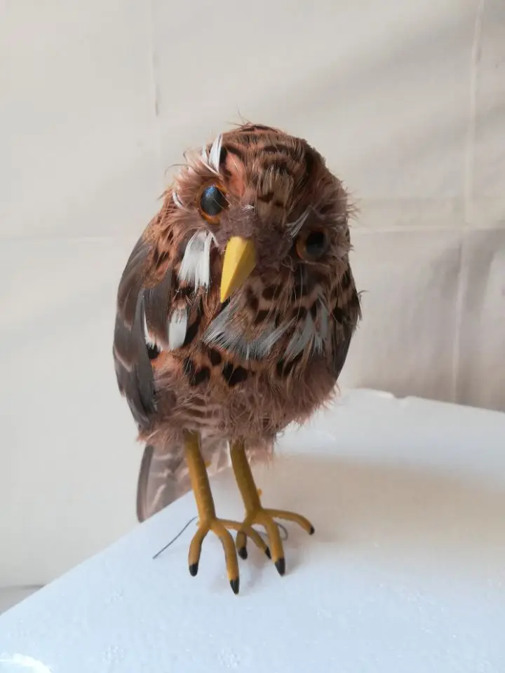 23cm Ferruginous Pygmy owl brown feathers bird Glaucidium brasilianum,pastoral handicraft prop,home garden decoration gift s2187