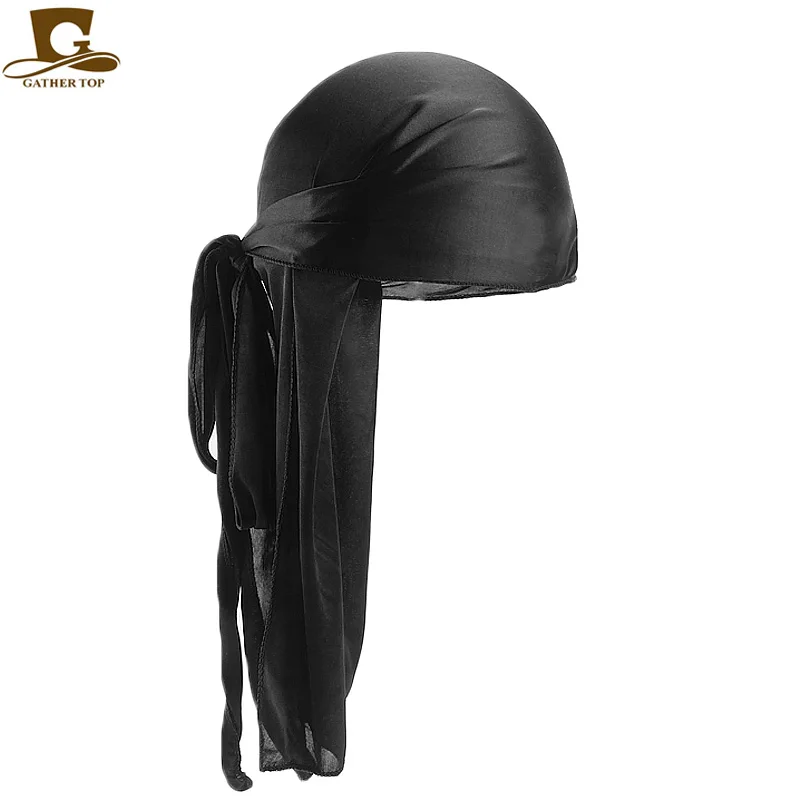 Durag-Écharpe soyeuse à longue queue, chapeau musulman Doo Rag 7.5 ate, casquettes chimio, chapeau tête de mort, turban, bandeau, bandanas, 18