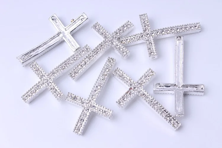 10pcs HOT Crystal Rhinestone Cross Connector Charms Beads DIY Fashion Drills Bracelet Bangles Jewelry Making Findings 24*35mm