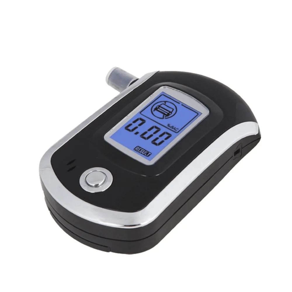 AT-6000 Breathalyzer Alcohol Detector Digital LCD Screen Battery Power Hand-Hold Professional BAC Tracker with 5 Mouthpieces