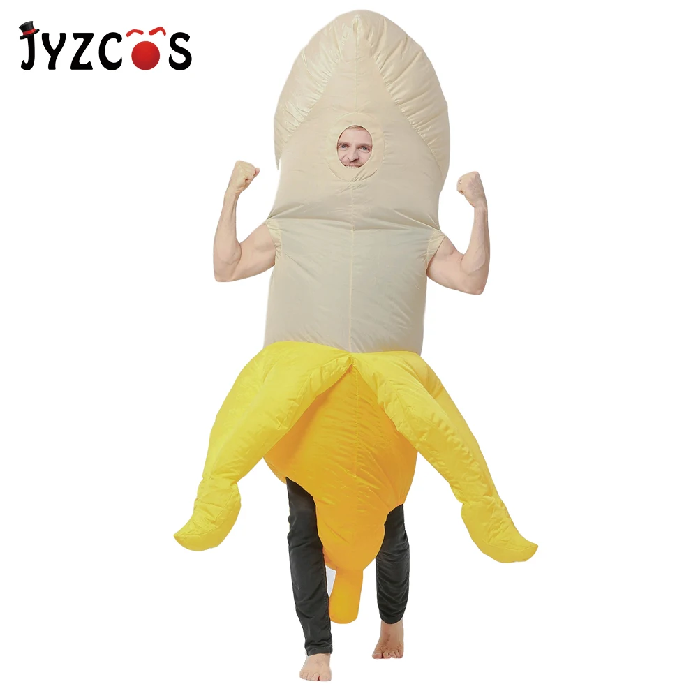 JYZCOS Inflatable Willy Penis Costumes Banana Costume Condoms Cosplay Hen Stag Night Halloween Costumes for Women Men