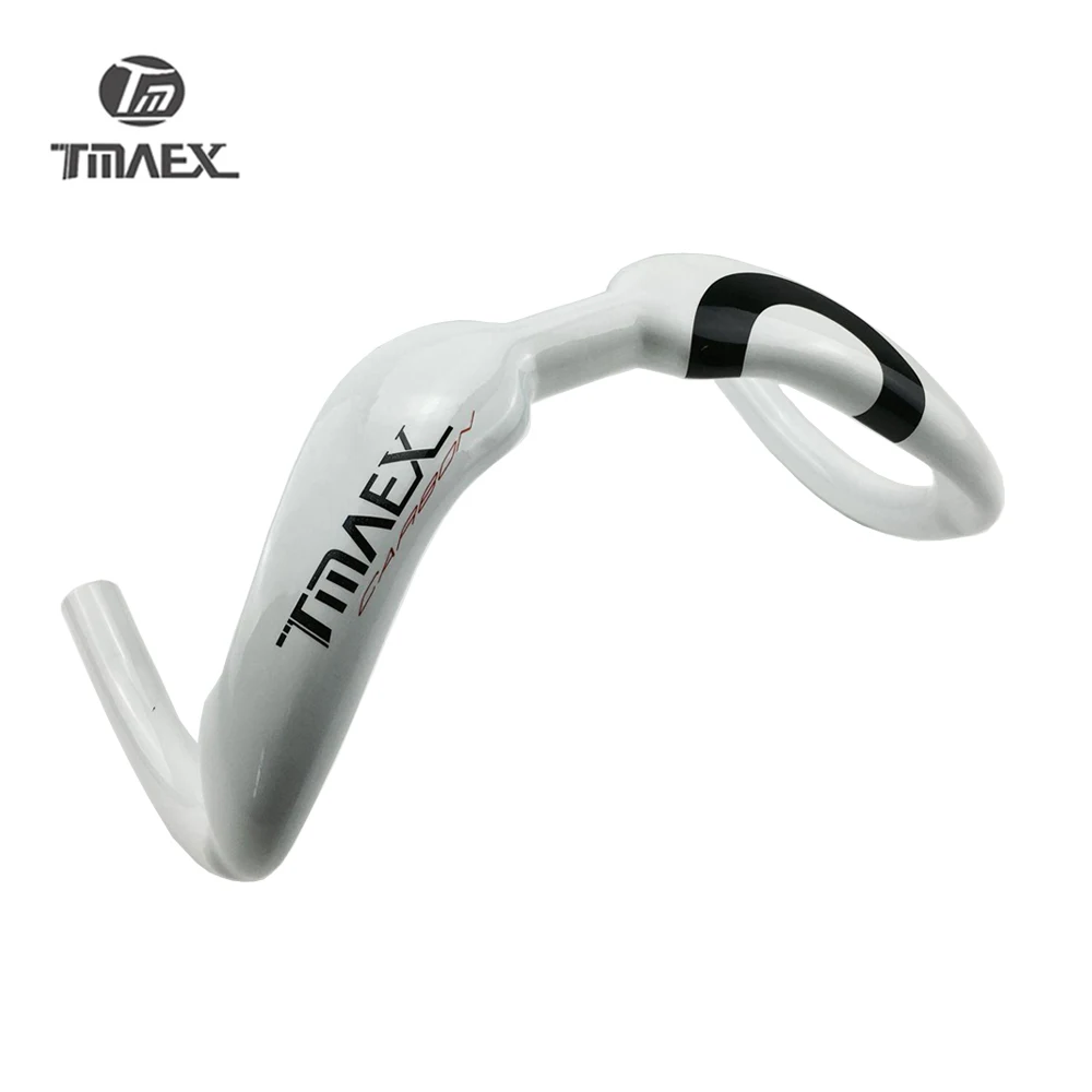 

TMAEX-Road Bicycles Carbon Handlebar, Bent Bar, Track Sprinter, Drop Bar, White Glossy Finish, 31.8mm, 370mm, 385mm