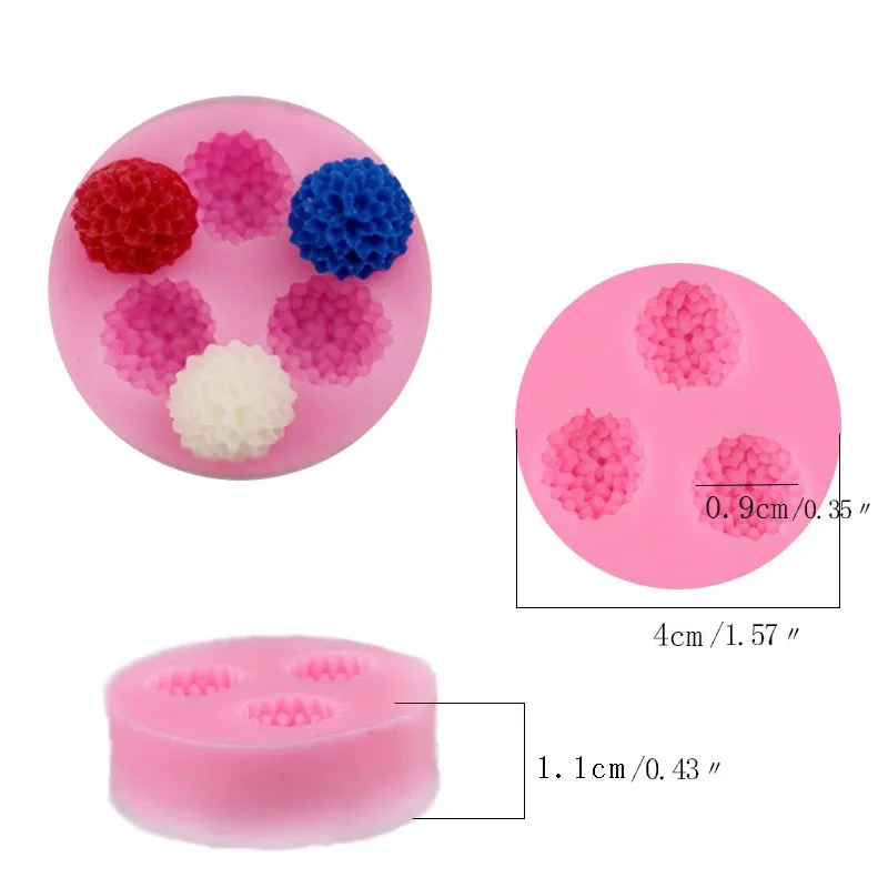 3D 3 Holes Chrysanthemum Daisy Flower Shaped Silicone Soap Mold Chocolate Cake Candy Mold Fondant Cake Decorating Tools Supplies