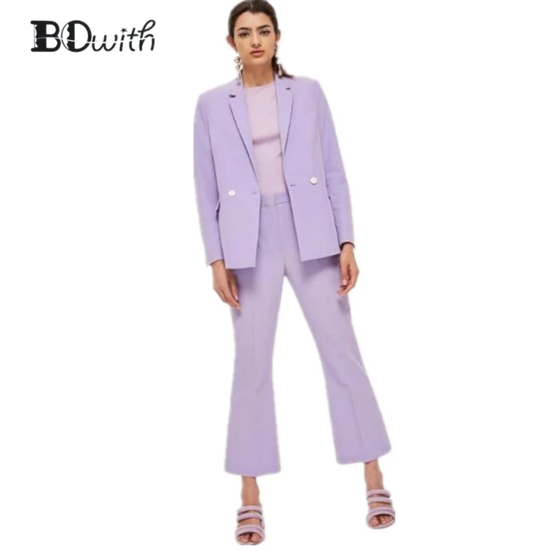 

Custom Made Light Purple Women Pantsuits Work Pant Suits OL 2 Piece Sets Women Blazer(Jacket+Pant Suit)For Women Set Party