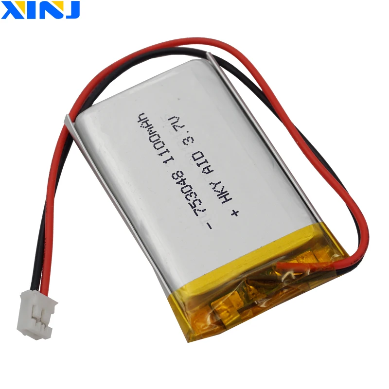 XINJ 3.7V 1100 mAh akumulator litowo-polimerowy akumulator Lipo Li 753048 JST-PH 2pin 2.0mm dla GPS odtwarzacz gier PDA kamera samochodowa Tablet PC