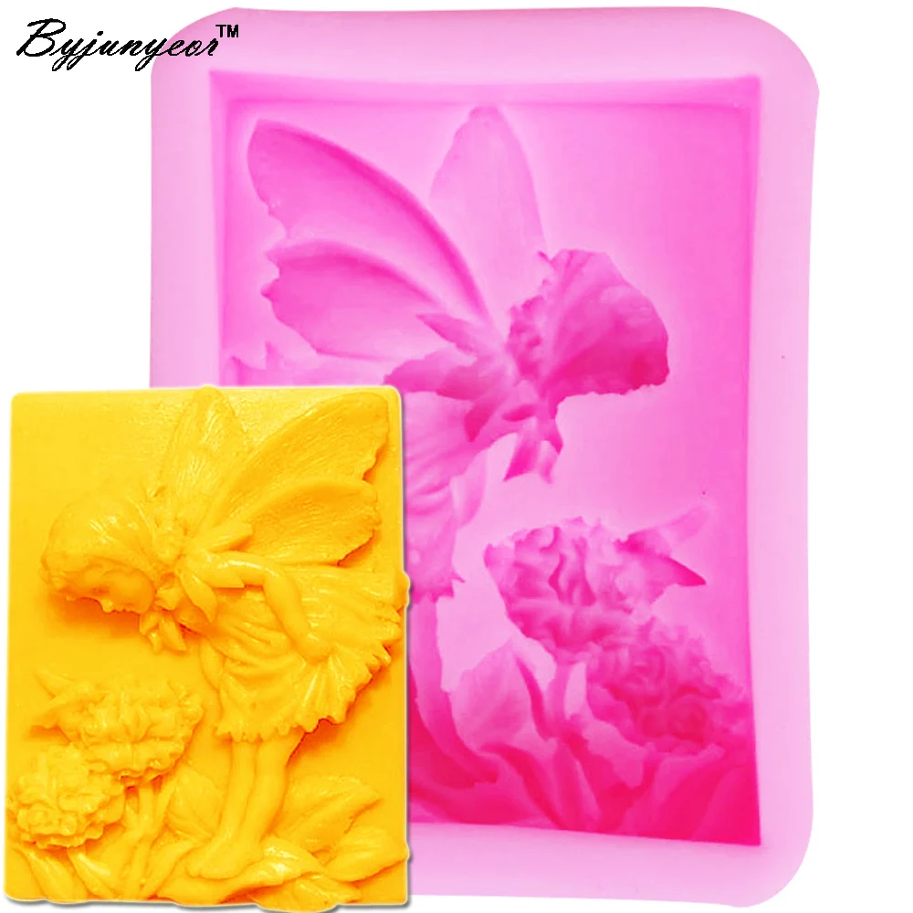 S052 Angel &Flower3D Candle Soy Wax Mould Scented Soap Mold Handmade Silicone Molds Plaster Resin Clay Making Home Decoration Di