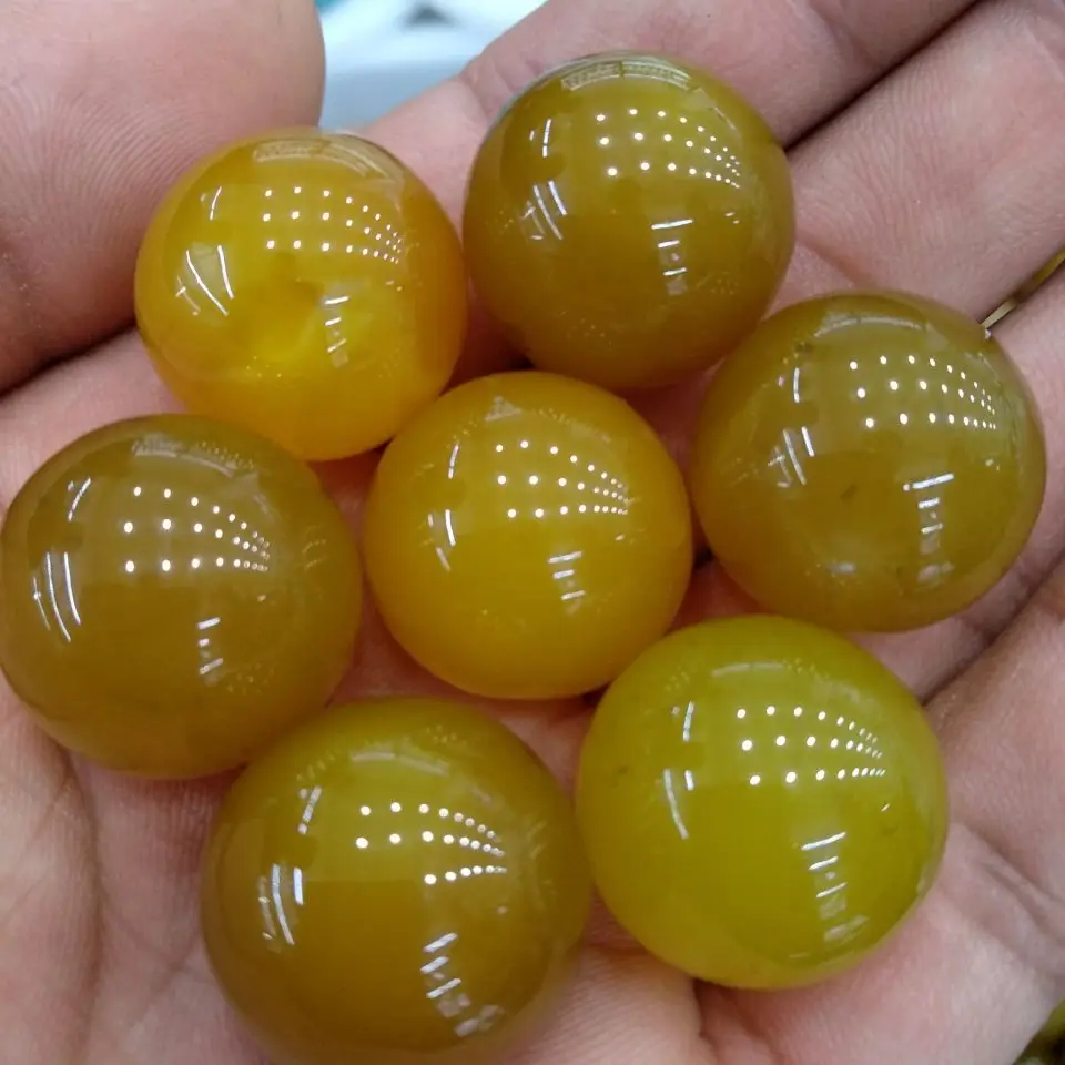 

1KG CARVED - (1) Yellow AGATE 20mm Crystal Ball (Sphere) w/ Description - Healing