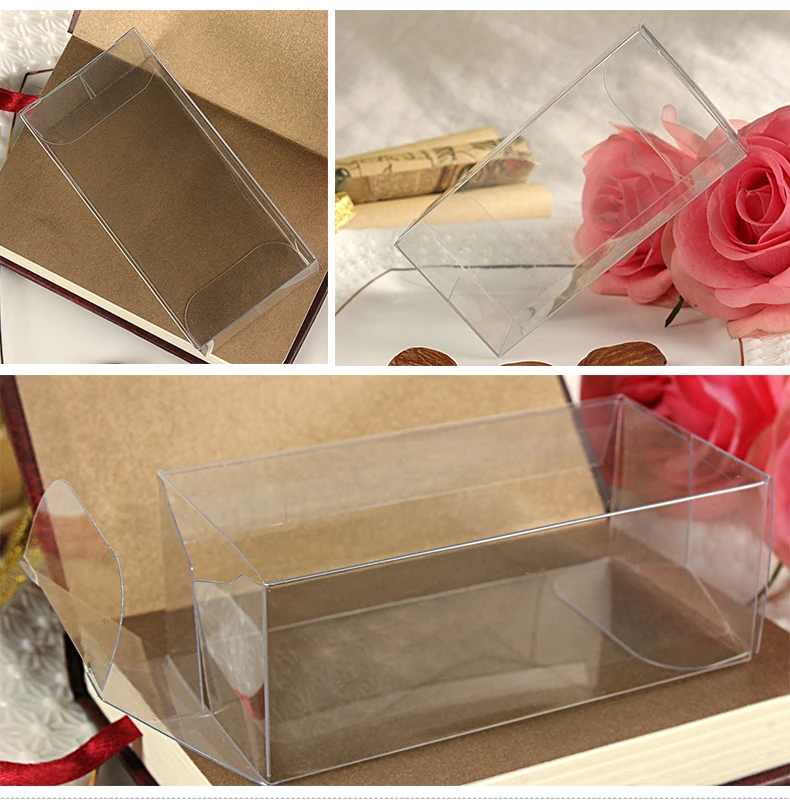 300pcs 3*4*8.2cm Wedding PVC Box Clear Gift Craft Cosmetic Display Box Small Jewelry Packing Holder Transparent Plastic Box