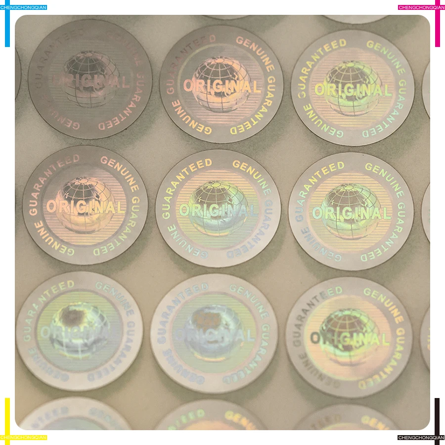 مخصص الهولوغرام حقيقية مضمونة ومبتكرة الهولوغرام ملصقا متعددة الألوان تصميم العالمية ضياء. 20 مللي متر 2000 قطعة