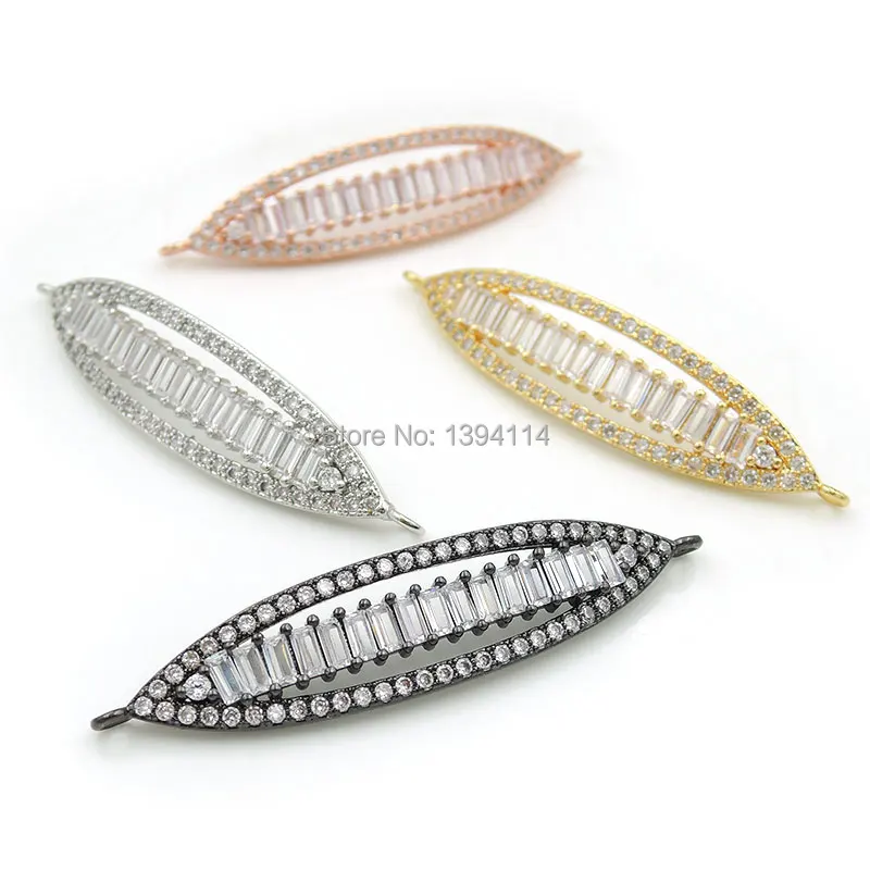 

55*12*3mm Micro Pave Clear CZ Arc Bar Of Eye Connector Fit For Women As DIY Bracelets Accessory