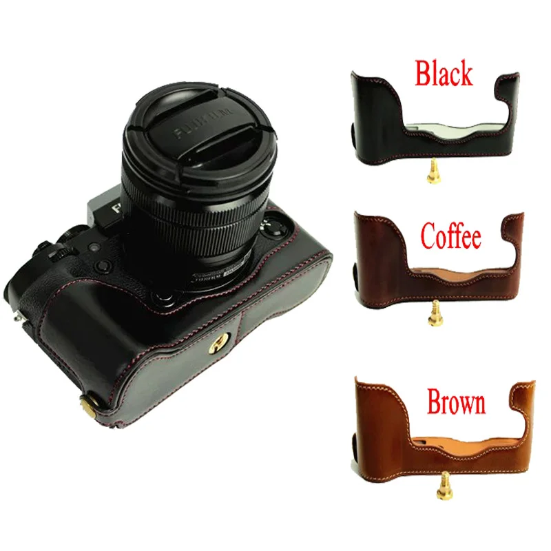 PU Leather Bottom Camera Bag Half case For Finepix Fuji Fujifilm XT1 XT-1 Camera Coffee Black Brown High Quality