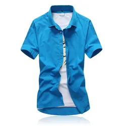 New Arrival Brand Men's Summer Business Shirt Short Sleeves Turn-down Collar Tuxedo Shirt Shirt Men Shirts Big Size 5XL