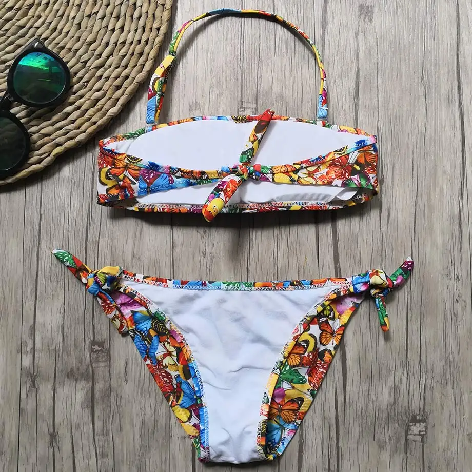 7-14 Year Girl Swimsuit Kids Print Teenager Girl Bikini Set Ruffle Two Piece Children Swimwear for Girls Bathing Suit Swim Wear