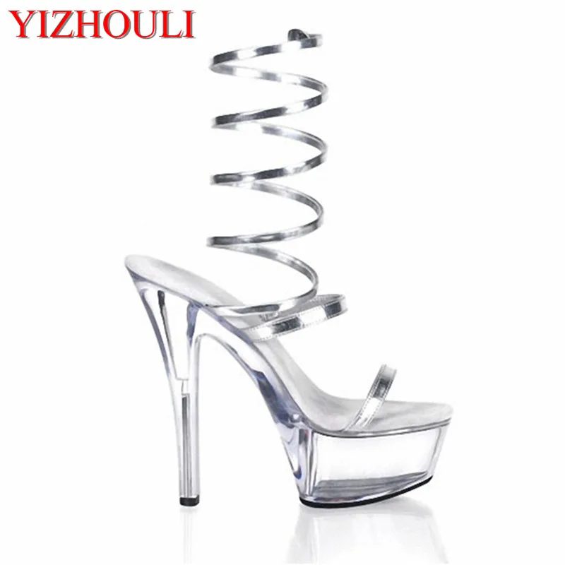 The Roman style 15cm high shoes with sandals show The host high heels models women's shoes