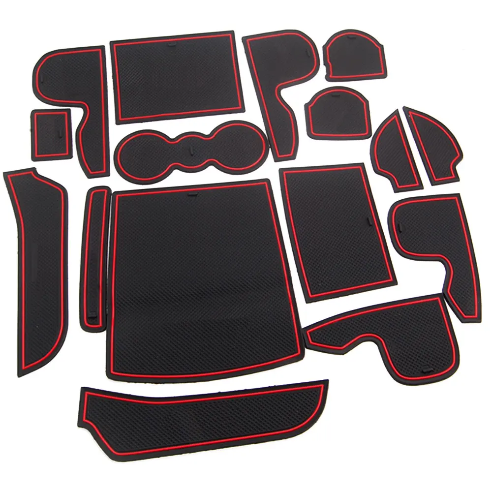 BBQ@FUKA 16Pcs Car Interior Non-slip Door Mat Slot Pad Cup Holder For Kia Sorento 2015-2017 Car styling inner moudling decals