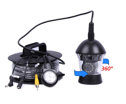 50Meters Depth 360 Degree Rotative Underwater Camera with 14pcs of White or IR LED for Fish Finder & Diving Camera Application